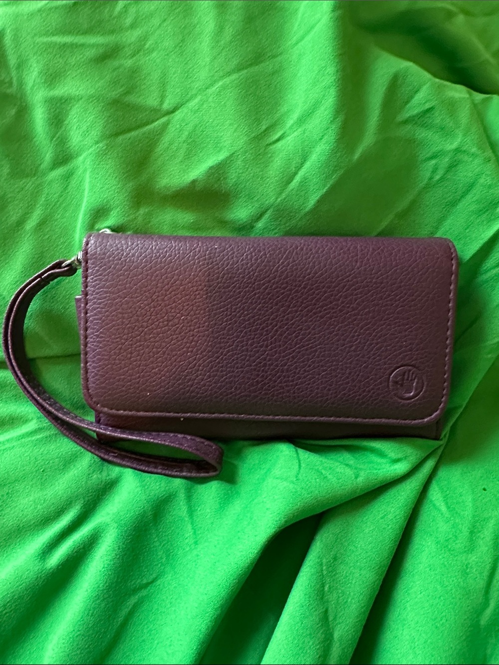 Leather Wristlet Phone Case - plum color